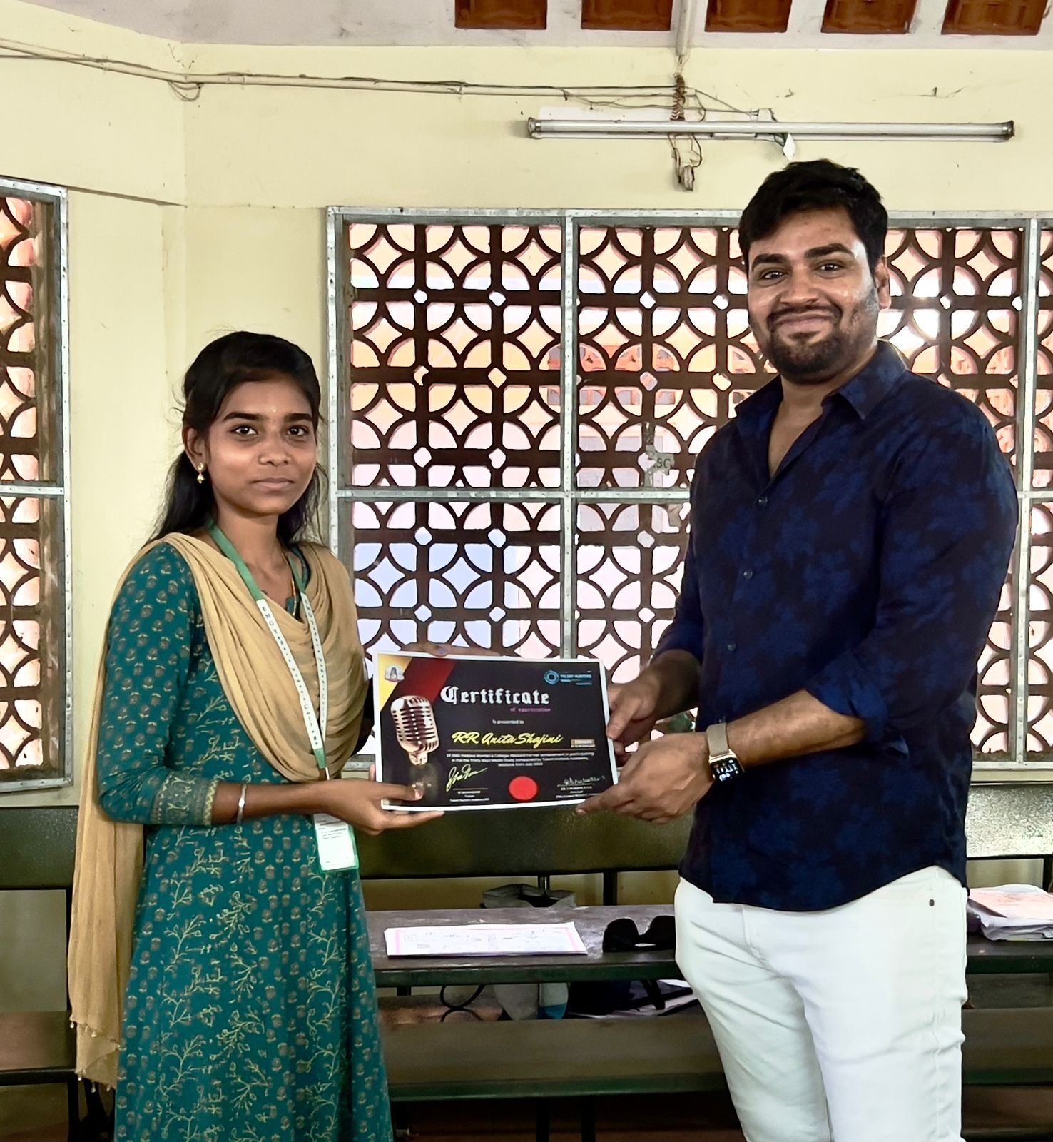 College certificate ceremony