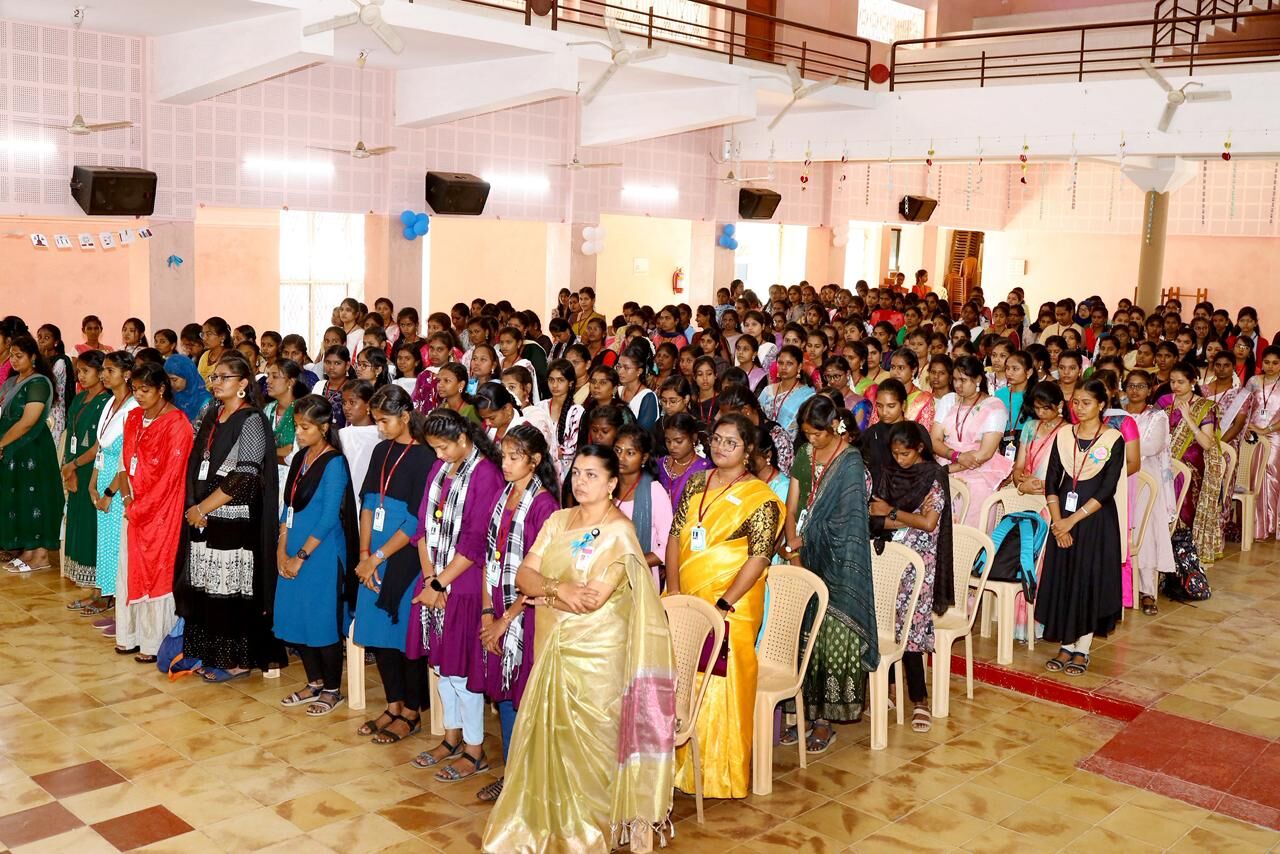 College seminar hall with student audience