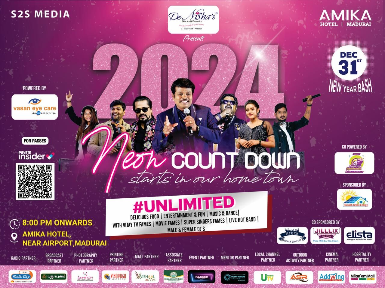 Neon Countdown 2024 New Year Bash at Amika Hotel Madurai